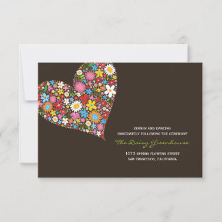 Spring Flowers Heart Wedding Reception Card
