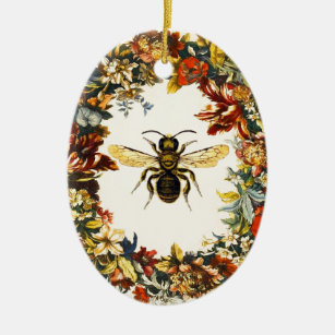 Glowing Bee Mosaic, Bee Circle Ceramic Ornament Christmas Gift For Bee –  Famhose