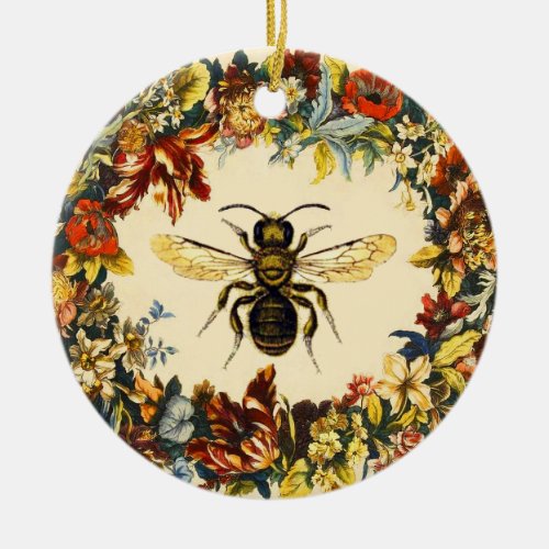 SPRING FLOWERS HONEY BEE  BEEKEEPER BEEKEEPING CERAMIC ORNAMENT