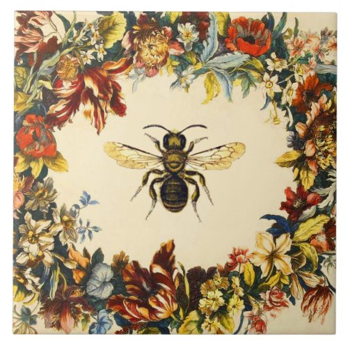 SPRING FLOWERS HONEY BEE  BEEKEEPER BEEKEEPING CERAMIC TILE