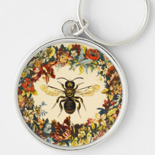 SPRING FLOWERS HONEY BEE / BEEKEEPER BEEKEEPING KEYCHAIN