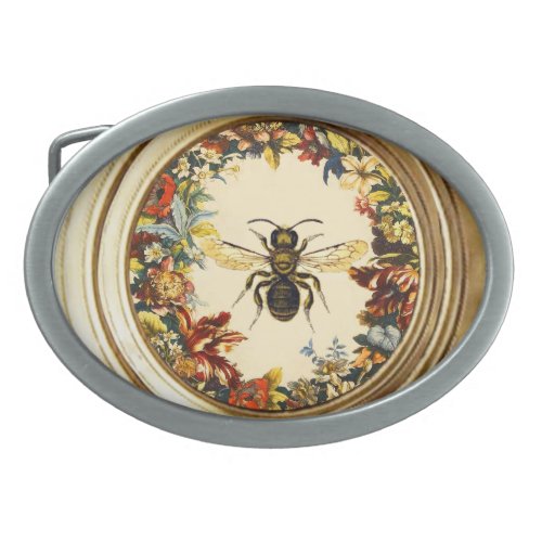 SPRING FLOWERS HONEY BEE  BEEKEEPER BEEKEEPING OVAL BELT BUCKLE