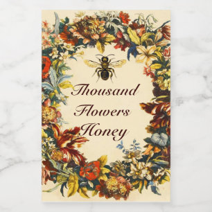 SPRING FLOWERS HONEY BEE ,BEEKEEPER FOOD LABEL