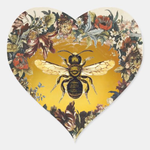 SPRING FLOWERS HONEY BEE  BEEKEEPER HEART HEART STICKER