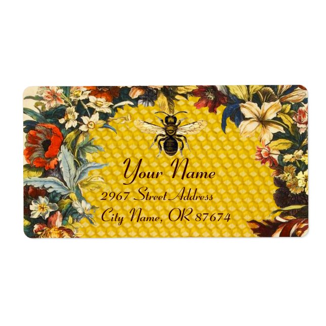 SPRING FLOWERS HONEY BEE ,BEEKEEPER LABEL (Front)
