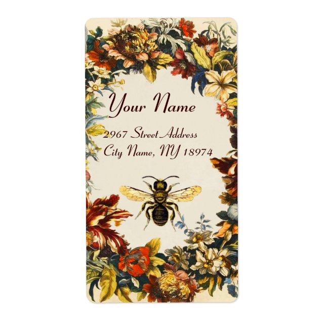 SPRING FLOWERS HONEY BEE ,BEEKEEPER LABEL (Front)