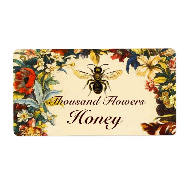 SPRING FLOWERS HONEY BEE ,BEEKEEPER LABEL (Front)
