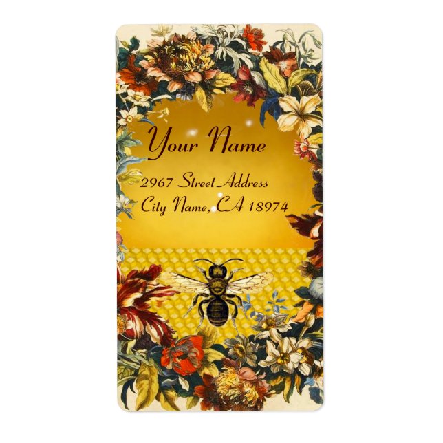 SPRING FLOWERS HONEY BEE ,BEEKEEPER LABEL (Front)