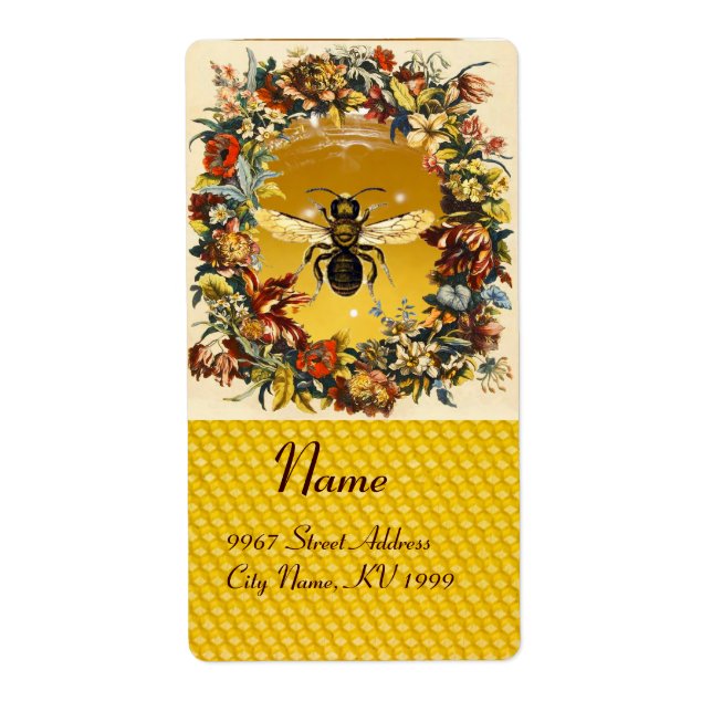 SPRING FLOWERS HONEY BEE ,BEEKEEPER LABEL (Front)