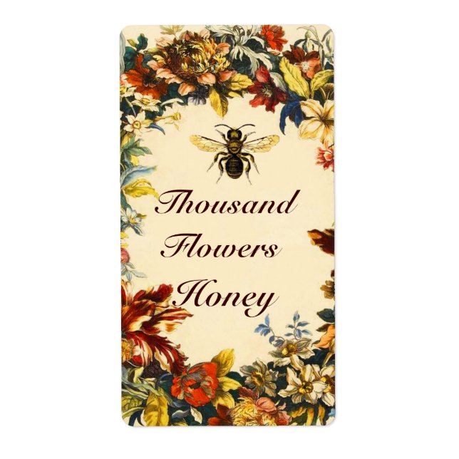 SPRING FLOWERS HONEY BEE ,BEEKEEPER LABEL (Front)
