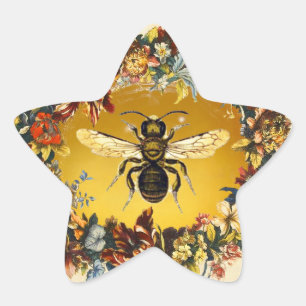 SPRING FLOWERS HONEY BEE / BEEKEEPER STAR STAR STICKER