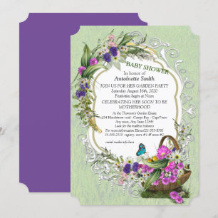 Spring flowers in a Basket Baby Shower Invitation