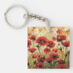 Spring Flowers in a Garden Keychain