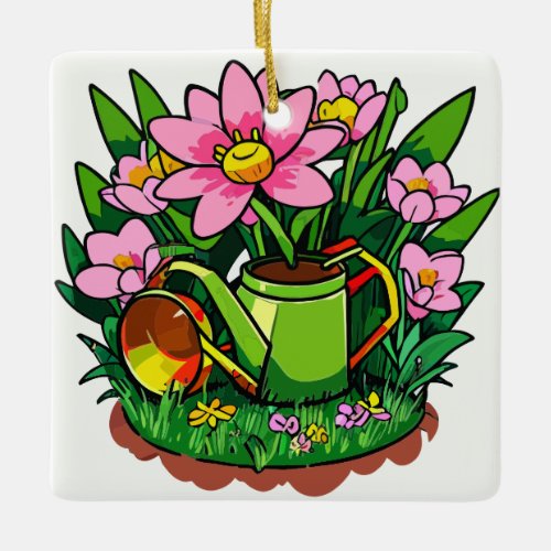 Spring Flowers in Garden Ceramic Ornament