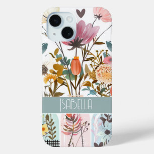 Spring Flowers in Mason Jar Design with Name iPhone 15 Case