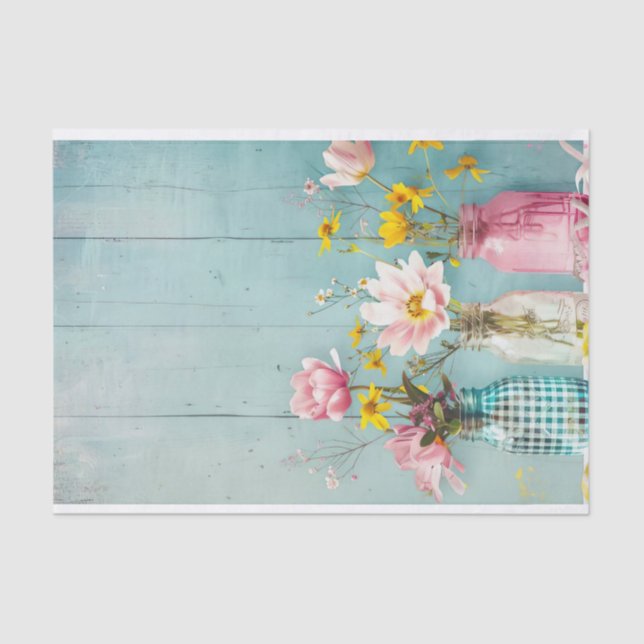 Spring Flowers in Mason Jars Tissue Paper (Front)