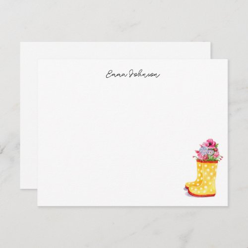 Spring Flowers in Yellow Boots  Note Card