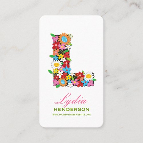 Spring Flowers L Monogram Profile Card