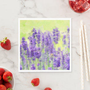 Spring Flowers Lavender Watercolor Floral Napkins