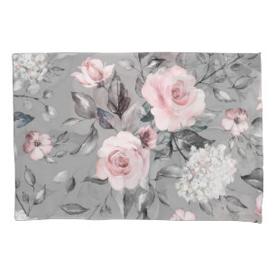 Spring Flowers Leaves Hand Drawn Pillow Case