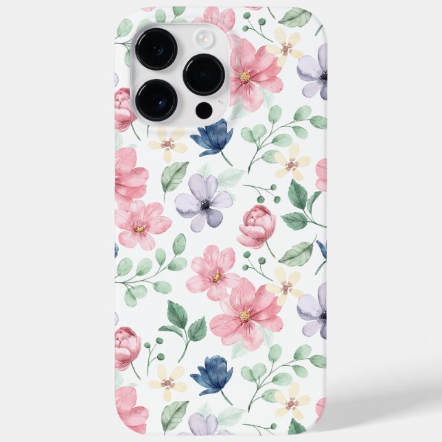 Spring Flowers & Leaves Pattern Case-Mate iPhone Case (Back)