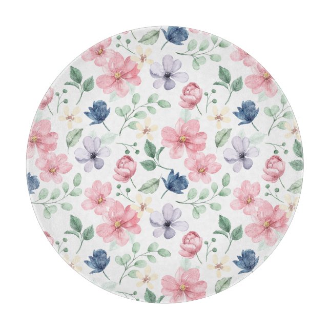 Spring Flowers & Leaves Pattern Cutting Board (Front)