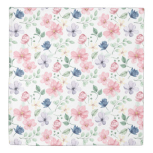 Spring Flowers & Leaves Pattern Duvet Cover