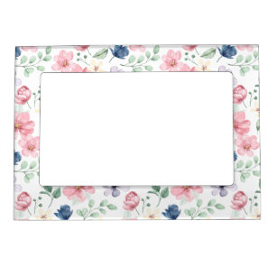 Spring Flowers & Leaves Pattern Magnetic Frame