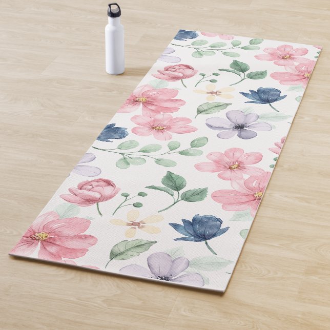 Spring Flowers & Leaves Pattern Yoga Mat (In Situ)