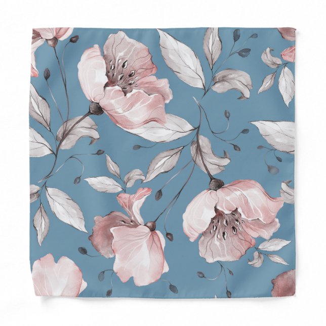 Spring flowers, leaves, seamless design bandana (Front)
