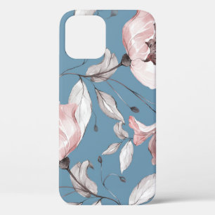 Spring flowers, leaves, seamless design iPhone 12 case