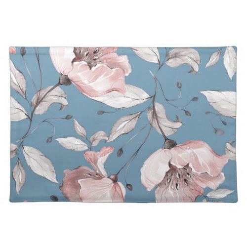 Spring flowers leaves seamless design cloth placemat