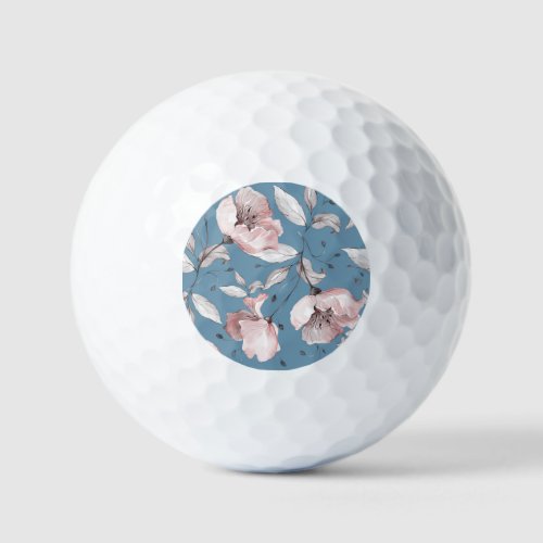 Spring flowers leaves seamless design golf balls