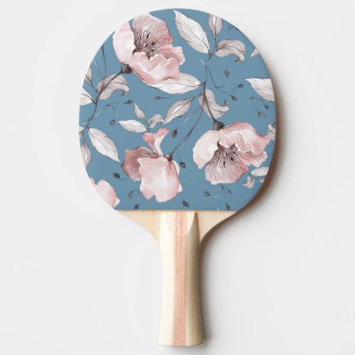 Spring flowers leaves seamless design ping pong paddle