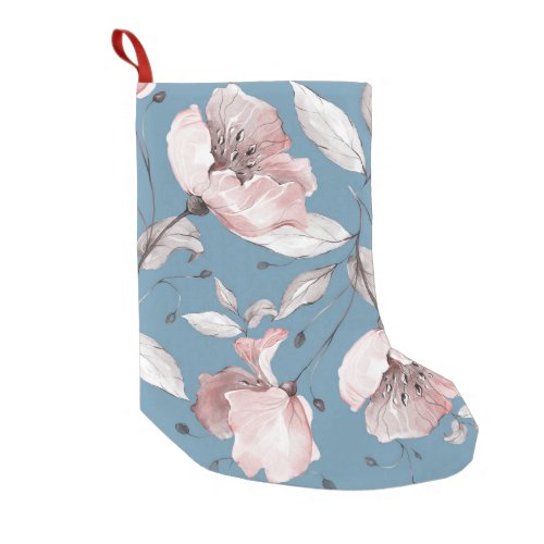 Spring flowers leaves seamless design small christmas stocking