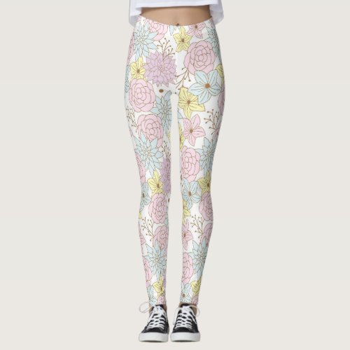 spring flowers leggings