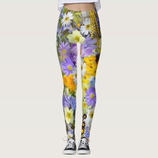 spring flowers leggings