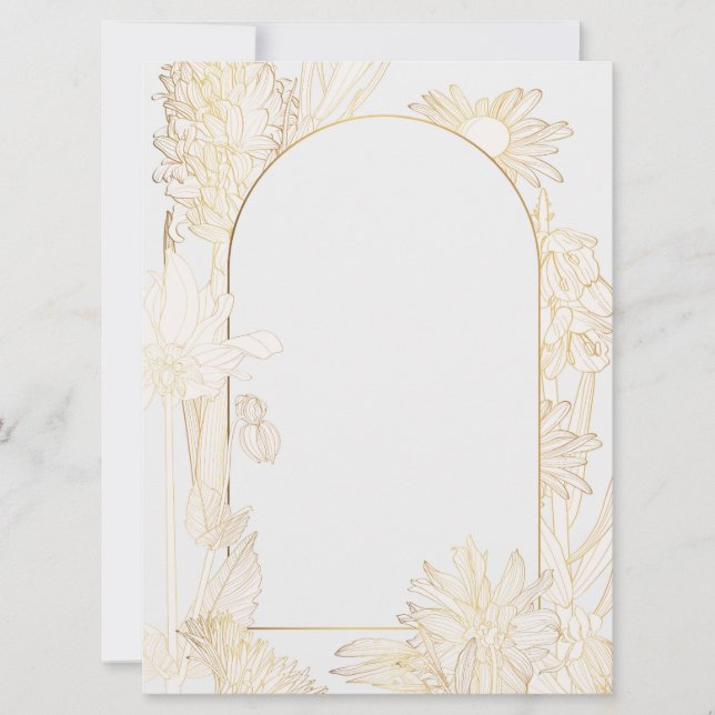 Spring flowers line art. save the date (Front)