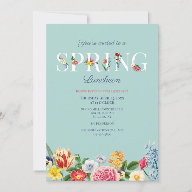 Spring Flowers Luncheon Invitation (Front)