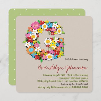 Spring Flowers Monogram Chic Bridal Shower Invite by fatfatin_design at Zazzle