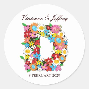 Spring Flowers Monogram Wedding Sticker by fatfatin_design at Zazzle