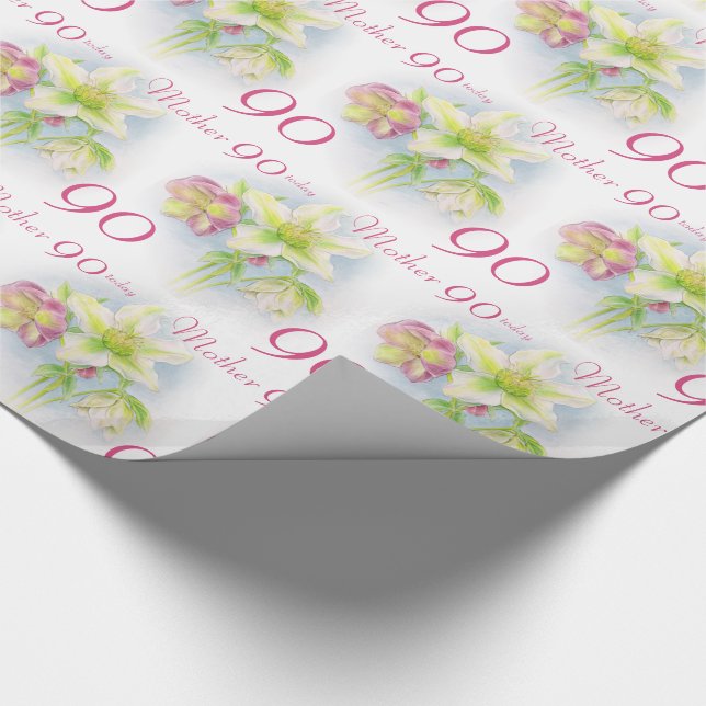 Spring flowers mother 90th birthday wrap wrapping paper (Corner)