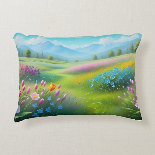 Spring Flowers Oil Painting Accent Pillow