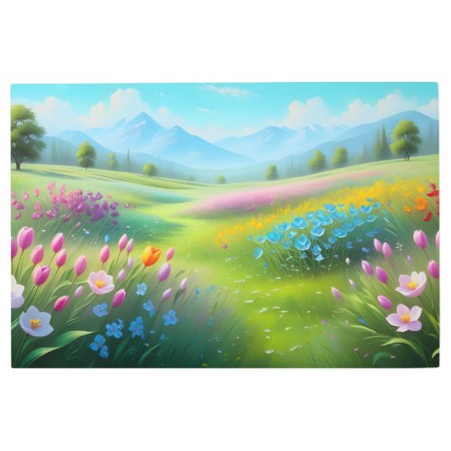 Spring Flowers Oil Painting Metal Print