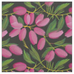Spring flowers on a black background fabric