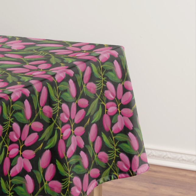 Spring flowers on a black background tablecloth (In Situ)