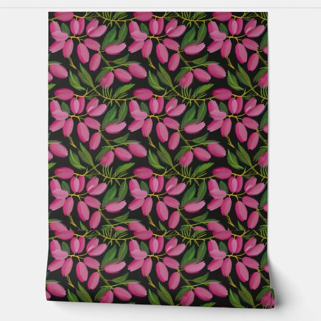 Spring flowers on a black background wallpaper  (Unrolling)