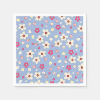 spring flowers on blue background napkins