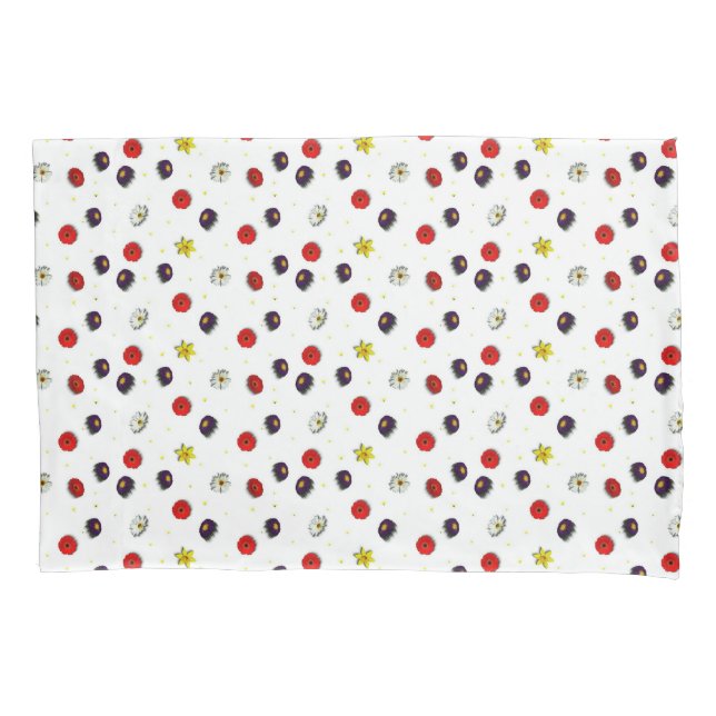 Spring flowers on white pillow case (Front)
