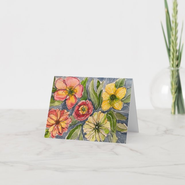 Spring Flowers Original Artwork Notecard (Front)